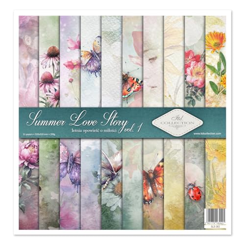 ITD Collection Scrapbooking Paper Set Scrapbooking Papier 12 x 12 Zoll, 310 x 320 mm, Dekorpapier 30 g/m² - Scrapbook Papier (SLS-063 - Summer Love Story 1) von ITD Collection