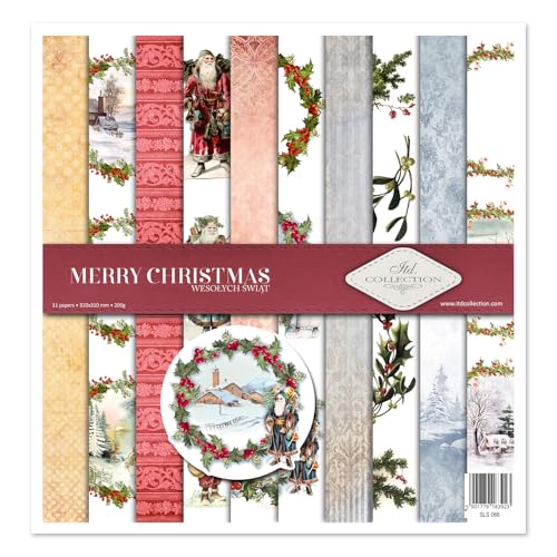 ITD Collection Scrapbooking Paper Set Scrapbooking Papier 12 x 12 Zoll, 310 x 320 mm, Dekorpapier 30 g/m² - Scrapbook Papier (SLS-066 - Merry Christmas) von ITD Collection