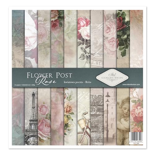 ITD Collection- Scrapbooking package 12x12 inches, scrapbooking paper, decorative paper, decoupage, card making, paper size 310x320mm (SLS-068 Flower Post - Rose) von ITD Collection