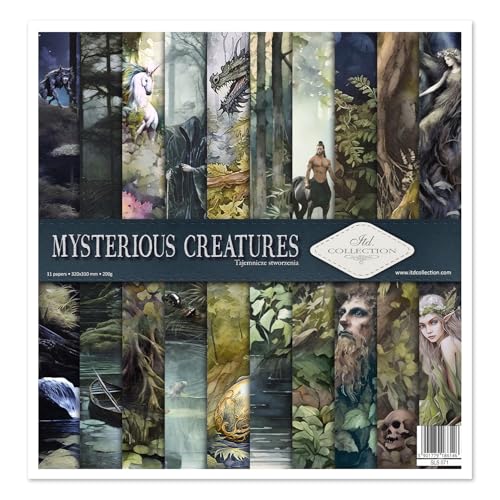 ITD Collection- Scrapbooking package 12x12 inches, scrapbooking paper, decorative paper, decoupage, card making, paper size 310x320mm (SLS-071 Mysterious Creatures) von ITD Collection