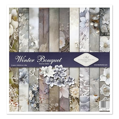 ITD Collection- Scrapbooking package 12x12 inches, scrapbooking paper, decorative paper, decoupage, card making, paper size 310x320mm (SLS-072 Winter Bouquet) von ITD Collection