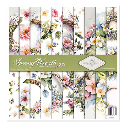 ITD Collection- Scrapbooking package 12x12 inches, scrapbooking paper, decorative paper, decoupage, card making, paper size 310x320mm (SLS-076 Spring Wreath) von ITD Collection