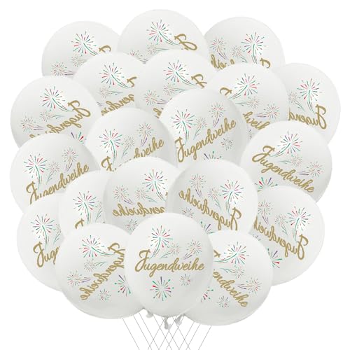 Jugendweihe Luftballon Set 20 Stk. Ballons für Jungs und Mädchen zur Jugendweihe Deko Weiß von ITECHNIK