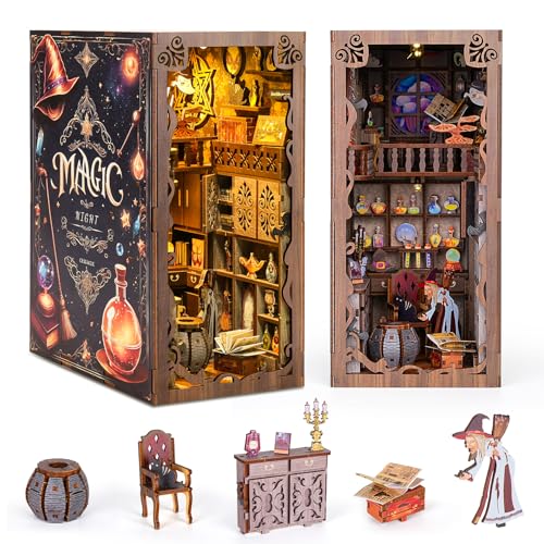 ITEFDTUTNE Book Nook Kit für Erwachsene, DIY Miniatur-Puppenhaus-Buchecken-Set mit LED-Licht, 3D-Bücherregal aus Holz, Puzzle, Bucheckeneinsatz, Dekor, Basteln für Erwachsene, Teenager, Geschenke von ITEFDTUTNE