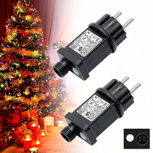 ITMNMNL 31V LED Netzteil, 2 Stück Lichterkette Netzteil, Netzteil Lichterkette,Stecker für Lichterkette mit 8 Modi und Timer, IP44 Wasserdicht Transformator für Weihnachtsbeleuchtung Lichternetz von ITMNMNL