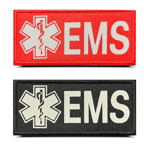 2 Stück EMS Cross Medic IR reflektierende Flicken Taktische Militär Erste-Hilfe-Patches, gestanzte Infrarot IR EMS EMT MED Medizinisches Kreuz Moral Klettverschluss Sicherheitsabzeichen Patches von ITOMUFD