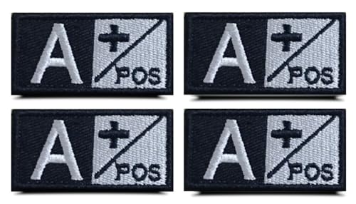 4 Stück Typ A+ Medic Cross Morale Patch, A POS Positive Erste-Hilfe-Set Patch für taktische IFAK, taktische Klettverschluss-Patches für IFAK Plattenträger Traumatasche, EMT, EMS, EDC Tasche von ITOMUFD