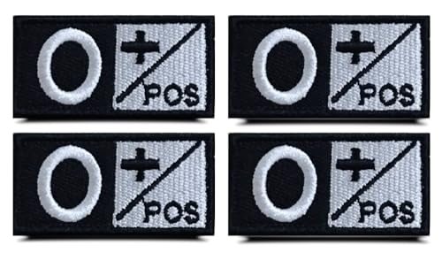 4 Stück Typ O+ Medic Cross Morale Patch, O POS Positive Erste-Hilfe-Set Patch für taktische IFAK, taktische Klettverschluss-O-Patches für IFAK Plattenträger Traumatasche, EMT, EMS, EDC Tasche von ITOMUFD