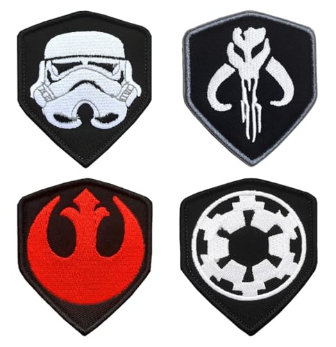 4 Stück kompatibel mit Star War Imperial Target Rebel Scum Bounty Hunter Lustiger Film Taktischer Aufnäher besticktes Emblem mit Klettverschluss für Hüte, Rucksäcke, Kleidung, Uniform, Hunde von ITOMUFD