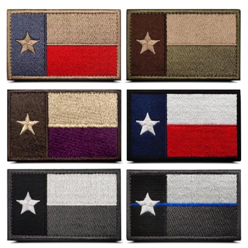 6 Stück Taktische Texas-Flagge, Aufnäher, USA-amerikanische Texas-Stern-Aufnäher, Stickerei, Uniform, Emblem, Patches mit Klettverschluss für Rucksäcke, Mützen, Jacken, Mäntel, Kleidung von ITOMUFD