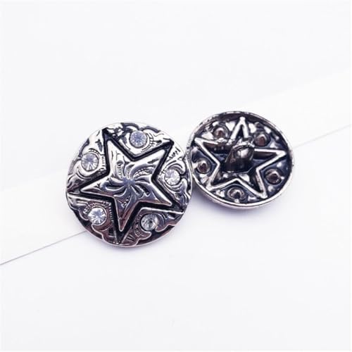 ITTRUH Knöpfe for Basteln, Knöpfe for Nähen, 10 Stück Metall-Sternknöpfe, Strassknöpfe for Nähen, Strass-Ösenknöpfe, Strassknöpfe(Silver,18 mm) von ITTRUH