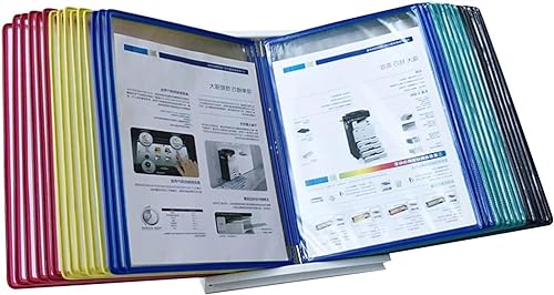 Desktop-Referenz-Organizer – Desktop-Flip-Display-Ordner, mit 30 Sichtfächern, Desktop-Referenzsystem, Dokumenten-Organizer mit 60 Blatt Kapazität, A4-Letter-Papierformat, PVC und Metall (mehrfarbig) von IUBGFTO