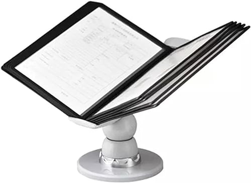 IUBGFTO Desktop-Flip-Display-Ordner – Desktop-Referenzsystem, 10 Display-Taschen, Schwarze und graue Basis, für die Präsentation von A4-Dokumenten. (A) von IUBGFTO