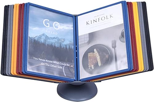 IUBGFTO Desktop-Flip-Display-Ordner – Desktop-Referenzsystem, 20 doppelseitige Felder, zum Anzeigen von A4-Dokumenten, der Winkel der Basis des Katalog-Display-Racks kann angepasst Werden (F) von IUBGFTO