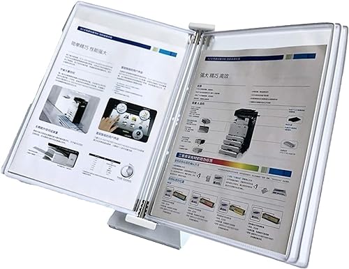 IUBGFTO Desktop-Referenz-Organizer – Desktop-Flip-Display-Ordner, 5 Panels Desktop-Referenzsystem klein, fasst 10 Blatt A4-Papier, Fabrik-Werkstatt-Wandaufhängung, Bedienungsanleitung (weiß) von IUBGFTO