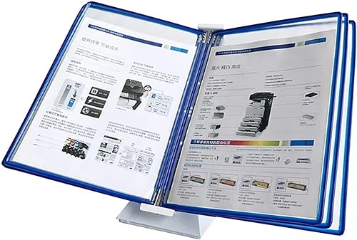 IUBGFTO Desktop-Referenz-Organizer – Desktop-Flip-Display-Ordner, 5 Panels Desktop-Referenzsystem klein, fasst 10 Blatt A4-Papier, Werkswerkstatt-Wandaufhängung, Bedienungsanleitung (blau) von IUBGFTO