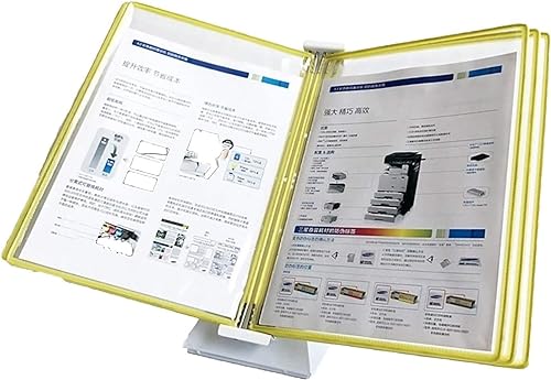 IUBGFTO Desktop-Referenz-Organizer – Desktop-Flip-Display-Ordner, 5 Panels Desktop-Referenzsystem klein, fasst 10 Blatt A4-Papier, Werkswerkstatt-Wandaufhängung, Bedienungsanleitung (gelb) von IUBGFTO