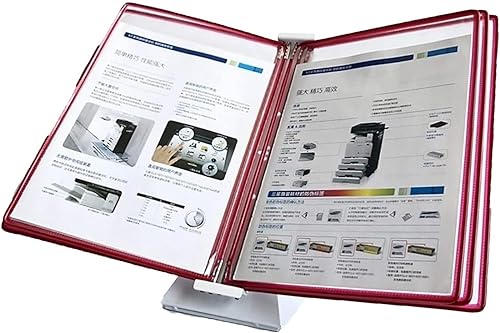 IUBGFTO Desktop-Referenz-Organizer – Desktop-Flip-Display-Ordner, 5 Panels Desktop-Referenzsystem klein, fasst 10 Blatt A4-Papier, Werkswerkstatt-Wandaufhängung, Bedienungsanleitung (rot) von IUBGFTO