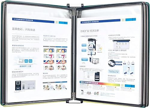 IUBGFTO Desktop-Referenzsystem – 5 doppelseitige Paneele, mehrere Farben erhältlich, geeignet für Informationsanzeige im A4-Format, Metall-Ordner-Flip-Aktenhalter (B) von IUBGFTO