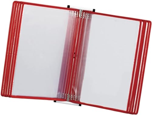 IUBGFTO Wandmontierter Referenz-Organizer – Katalog-Präsentationsständer, wandmontierter Aktenhalter für A4-Ordner, 10-Panel-Desktop-/Wand-Referenzsystem, Poster-Flip-Book-Display (rot) von IUBGFTO