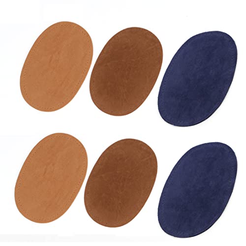 IUDWCG - 6 Pcs Thermoklebeflicken, Wildlederflicken für Ellbogen und Knie, Samtflicken, Reparaturset für Kleidungsstücke und Jeans (3 Farben) von IUDWCG