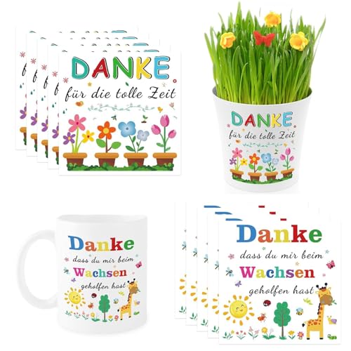 IUSOT 10 Stück Aufkleber für den Blumentopf,Erzieherin Abschiedsgeschenk Danke Sticker Aufkleber Danke dass Mir Beim Wachsen Geholfen Hast,Abschiedsgeschenk Kindergarten,Abschiedsgeschenk Erzieherin von IUSOT