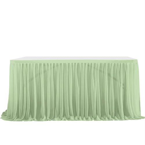 IUVYTA Semi-Sheer Chiffon Tisch Rock Geburtstag Party Tisch Einstellung Esszimmer Hochzeit Bankette Decor Festlicher Tischrock(Green,12FT(L4.26m H0.75m)) von IUVYTA