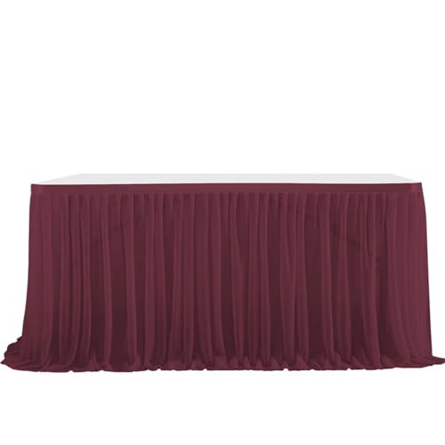 IUVYTA Semi-Sheer Chiffon Tisch Rock Geburtstag Party Tisch Einstellung Esszimmer Hochzeit Bankette Decor Festlicher Tischrock(Wine red,4FT(L1.22m H0.75m)) von IUVYTA