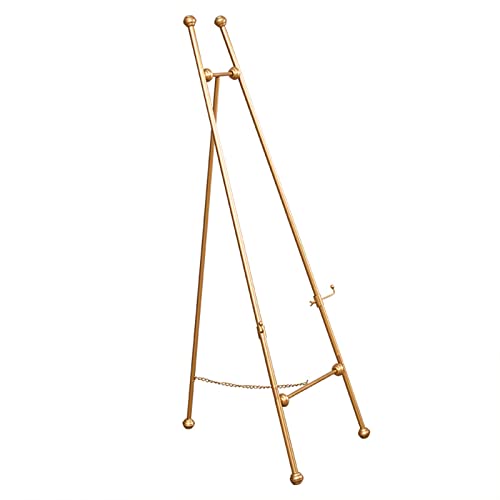 Staffeleiständer zur Präsentation 120/150 cm hoch tragbare Kunststaffelei verstellbare klappbare Staffelei A-Rahmen Metallstaffelei für Hochzeiten Hotels,Gold-150cm von IUokLU