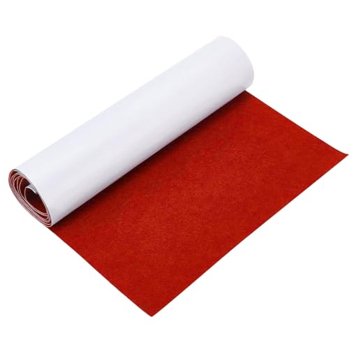 Filz Selbstklebend Filzmatte - 40x220cm Filz Stoff Selbstklebend, für Schachtel-Liner Untersetzer Schubladenmatte Auto Filz Bilderrahmen Stuhlbein Tischbeine, 1 mm Dick (Rot) von IVEOPPE