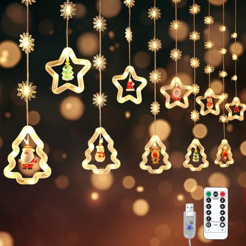 LED Lichterkette USB Weihnachten Weihnachtsbeleuchtung - 5,7 x 0,5m 150 LED Lichterketten, 8 Modi, mit Fernbedienung, Weihnachtsdeko für Außen Innen Balkon Party Traufe Geländer Fenster (Warmgelbes) von IVEOPPE