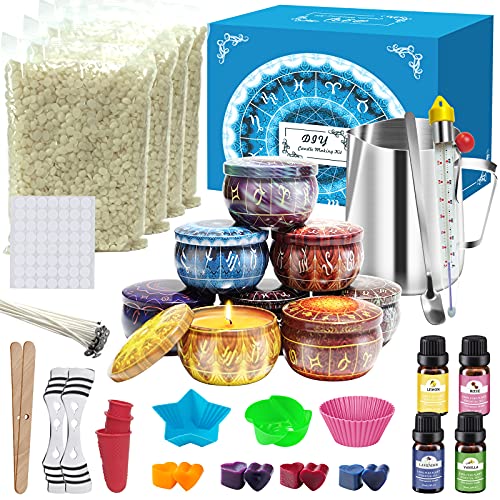 IVSUN Kerzen selber Machen Set DIY Kerzenherstellung Set Kerzen Gießen Set Duftkerze Geschenke Set mit 480g Bienenwachs, Kerzenglas, Schmelztopf als Frauen Geschenk von IVSUN