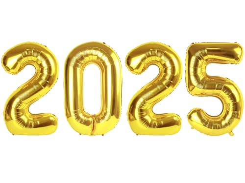 2025 Ballon Zahlen - 101,6 cm Gold Silvester Party Supplies 2025, Nye Decor Party Dekorationen Happy New Year, Silvester Folie Party Ballons von IWERP