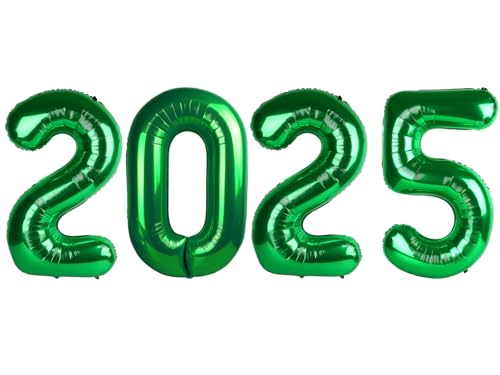 2025 Ballon Zahlen - 101,6 cm Grün Silvester Party Supplies 2025, Nye Decor Party Dekorationen Happy New Year, Silvester Folien-Partyballons von IWERP