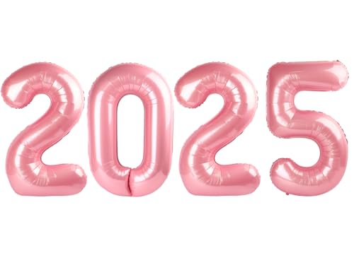 2025 Ballon Zahlen - 101,6 cm Perlglanz Rosa Silvester Party Supplies 2025, Nye Decor Party Dekorationen Happy New Year, Silvester Folien-Partyballons von IWERP