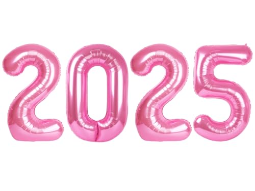 2025 Ballon Zahlen - 101,6 cm Rosa Silvester Party Supplies 2025, Nye Decor Party Dekorationen Happy New Year, Silvester Folienparty Ballons von IWERP