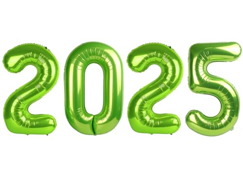 2025 Ballon Zahlen - 101,6 cm hellgrün Silvester Party Supplies 2025, Nye Decor Party Dekorationen Happy New Year, Silvester Folien-Partyballons von IWERP