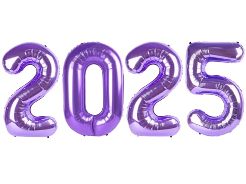 2025 Ballon Zahlen - 101,6 cm lila Silvester Party Supplies 2025, Nye Decor Party Dekorationen Happy New Year, Silvester Folien-Partyballons von IWERP