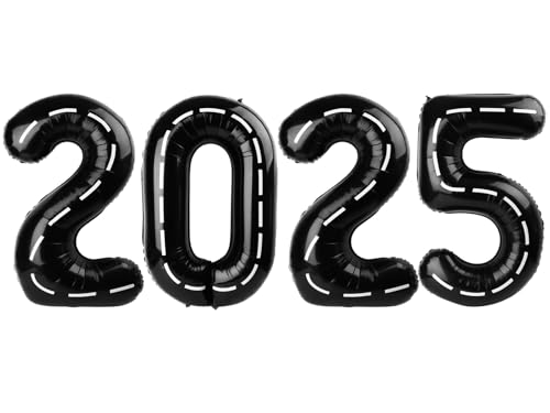 2025 Ballon Zahlen - 40 Zoll Rennwagen Thema Silvester Party Supplies 2025, Nye Decor Party Dekorationen Happy New Year, Silvester Folienparty Ballons von IWERP