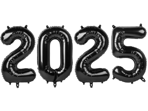 2025 Ballon Zahlen - 40 Zoll Schwarz 2025 Party Dekorationen Happy New Year Nye Decorfor Silvester Party Supplies 2025, Silvester Party Ballons von IWERP