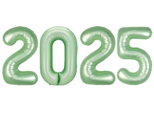 2025 Luftballon Zahlen - 101,6 cm Oliver Grün Silvester Party Supplies 2025, Nye Decor Party Dekorationen Happy New Year, Silvester Folien-Partyballons von IWERP