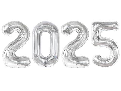 2025 Luftballons, Silber 101,6 cm 2025 Party Dekorationen Silvester Nye Decorfor Silvester Party Supplies 2025, Silvester Party Ballons von IWERP