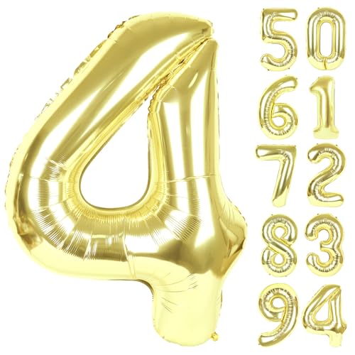 Champagner Gold 4 Luftballon Zahlenballons 40 Zoll 4 Geburtstag Dekorationen für Mädchen Vier Große Zahlen für Party Dekor Zahl 4 Ballon von IWERP