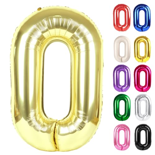 Champagner Gold Ballon Zahl 0 101.6 cm Weiß Gold 0 Ballon Zahl für 10. 20. 30. 40. 50. 60. Geburtstag Dekorationen, Hellgold Partyzubehör für Männer Frauen von IWERP