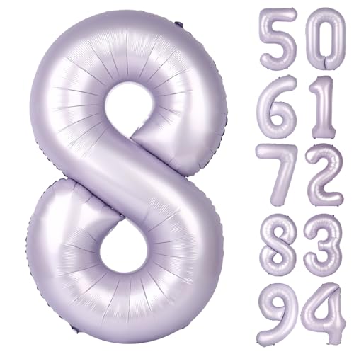 Flieder 8 Luftballon Zahlen Luftballons 40 Zoll 8 Geburtstag Dekorationen für Mädchen Geburtstag Luftballons Lavendel Party Supplies Nummer 8 Ballon von IWERP