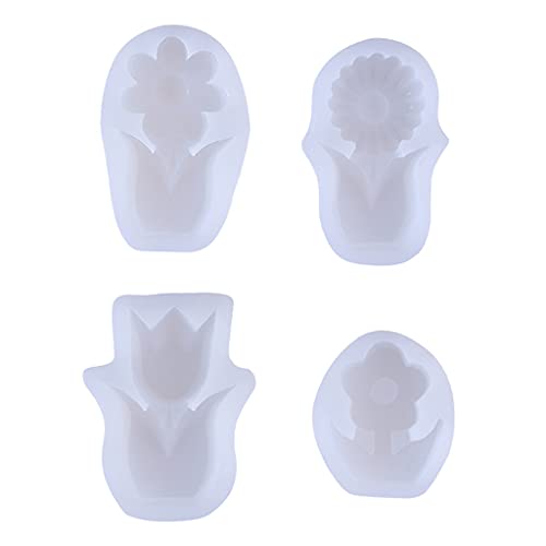 4 x 3D-Blumen-Kerzenformen aus Silikon für selbstgemachte Seife, Lotion, Kuchenform von IWOMA