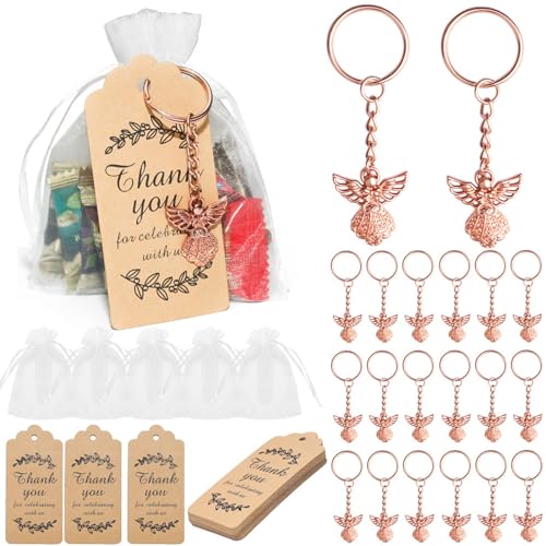 IWOMA 30-teiliges Set Schlüsselanhänger-Sammlung mit Dankeskarten und Tasche, Hochzeits- und Geburtstags-, Party- und Souvenir-Schlüsselanhänger zum Verschenken von IWOMA
