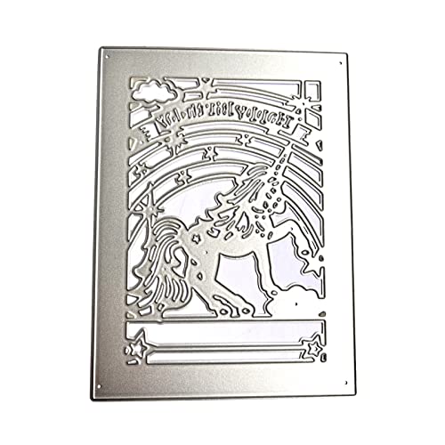Metall-Stanzform aus Karbonstahl, rechteckig, "Happy Birthday"-Pferd, handgefertigte Schablone für Scrapbooking von IWOMA