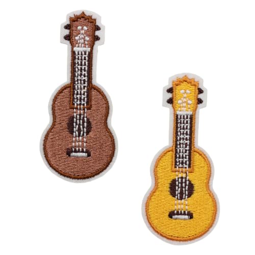 2St Gitarren-Stickerei-Anhänger Goldrand Aufnäher für Gitarrenkleidung DIY-Deko-Patch Goldendoodle-Zubehör scheckheft scrabbook Aufnäher für Kleidung und Gitarre Bügelflicken Nylon IWOWHERO von IWOWHERO