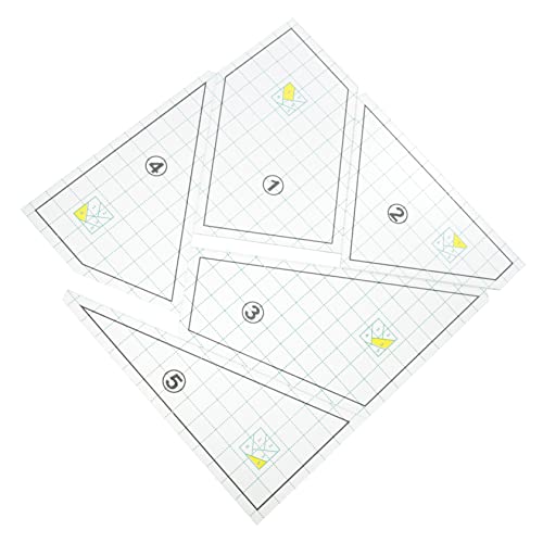 5St Patchwork-Lineal Quiltlineal und Schablonen Steppnahtführungslineal Nähschablone für Lineal Stoff-Nählineale sewing pattern sewing ruler Quilt-Werkzeuge Quiltlineale Plastik IWOWHERO von IWOWHERO